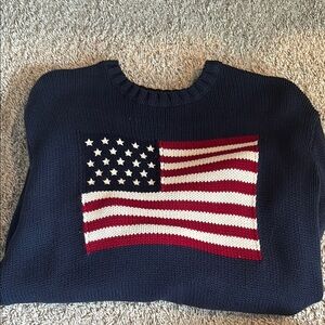 Brandy Melville Blue and Red Crew Neck Sweater